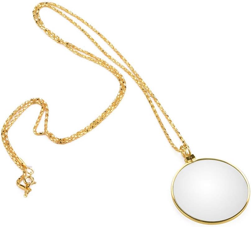 Joyzan Optical Magnifier Necklace, 5X Magnifying Glass Lens Chain Monocle Pendant Mini Portable Hanging Loupe Eyepiece Library Reading Fine Print Zooming Increase Vision Jewelry Newspaper Map Elder