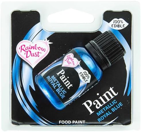 Ready-to-use Metallic Royal Blue 100% Edible Food Paint for Cake and Icing Decoration by Rainbow Dust