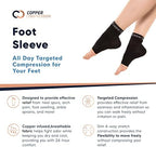 Copper Compression Foot Sleeves - Plantar Fasciitis, Achilles, Ankle Support Brace Socks - Day / Night Relief from Heel Spurs, Arch Pain, Swelling, Soccer Injuries, Golf, Running - 1 Pair Black - L