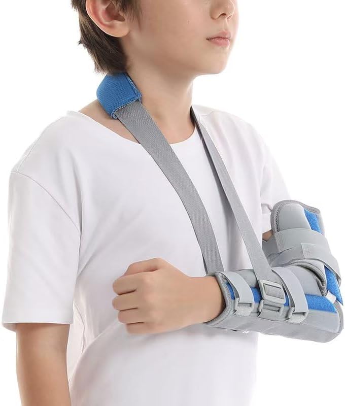 Pediatric Elbow Immobilizer Brace Cubital Tunnel Syndrome Elbow Brace Removable Long Arm Cast and Soft Forearm Orthosis Splint for Broken Supracondylar Distal Humerus Proximal Ulna Fracture or Olecranon Bursitis (Large)