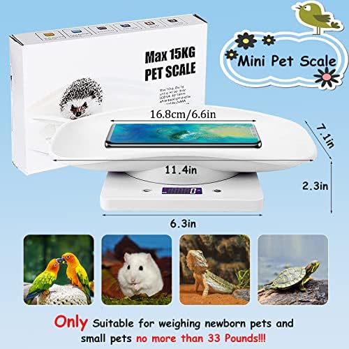 Digital Pet Scale, Portable LCD Electronic Weighing Scale with Tray(Max. 33 lbs), Small Animal Weight Scale, Multifunction Kitchen Scale for Food/Lizard/Puppy/Kitten/Hamster/Whelping
