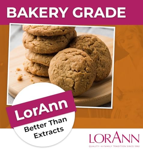 LorAnn Oils Cookie Butter Bakery Emulsion: True Essence, Ideal for Boosting Fruit Tones in Cakes, Cookies & Desserts, Gluten-Free, Keto-Friendly, Extract Substitute Essential for Your Kitchen, 4 Oz