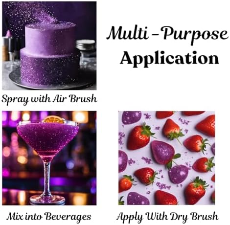 Dazzle Dust Edible Glitter Sprinkles for Cake Decorating, Drinks, Cookie, Icing, Dessert Decorations, Sparkly Luster, Food-Grade, Vegan, Gluten Free, Kosher, Bulk 10g, Purple