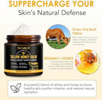 Beef Tallow for Skin, Beef Tallow for Face, Hydrating Tallow Balm with Raw Honey and Beeswax, Grass-Fed Beef Tallow & Raw Wild Honey Blend, Body & Face Moisturizer, Natural Formula, Light Scent