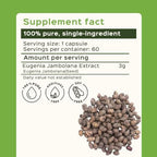 bixa BOTANICAL | Jamun Extract Capsules | Eugenia Jambolana | Gluten Free | 100% Pure| 60 Veg Capsules 450Mg