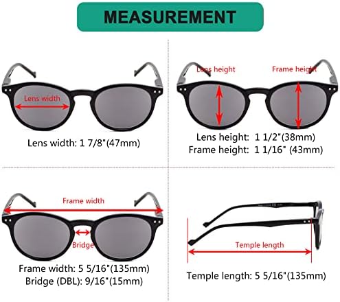 Eyekepper Oval Spring Hinges Ladies Reading Sunglasses +2.75 Grey Tinted Lens Round Reader Eyeglasses for Women Reading under the Sun