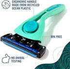 Preserve POPi Shave 5 Razor System Made with Recycled Ocean Plastic and 5-blade cartridge, Neptune Green