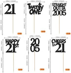Rsstarxi 24 Pack 21st Birthday Cupcake Topper Straight Outta 2005 Cupcake Picks Twenty one Cheers to 21 Years Old Cupcake Topper for 21st Birthday Decorations Supplies Black