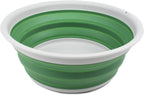SAMMART 7.5L (1.98 Gallon) Collapsible Tub - Foldable Dish Tub - Portable Washing Basin - Space Saving Plastic Washtub (Light Grey/Dark Sea Green)