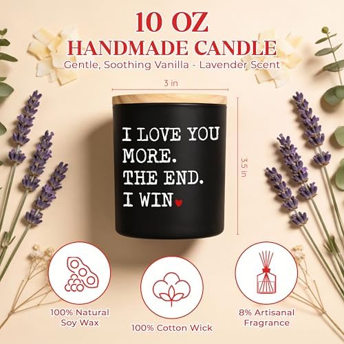 GAUDORA Anniversary Wedding Gifts for Women Men - I Win Vanilla Lavender Scented Candle 10 oz - Anniversary Wedding Birthday Gifts for Him Her, Couple Gift for Boyfriend Girlfriend Husband Wife