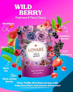 LOVARE Wild Berry Tea Pouch - Pyramid Tea Bags 50 Pack x 2 g - Made in Ukraine - Doypack with Black Tea, Cherry, Roses, Hawthorn, Elderberry, Black Currant, Strawberry - Flavored Tea Pyramid Bags