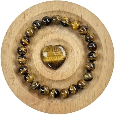 Healing Crystal Stretch Bracelet for Women Men's Gifts, 8mm Stackable Beaded Bracelets with Heart Stones Set Stress Relief Yoga Reiki Gems Healing Crystals Inspirational