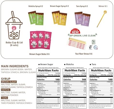 O's Bubble Boba Tea Kit - Bubble Tea Kit - All in One Boba Kit - Boba Kit for Kids - 6 Servings Includes Cups, Straws, Stirrer (Party Kit Variety Pack Upgrade) (Party Kit Variety Pack Upgrade)