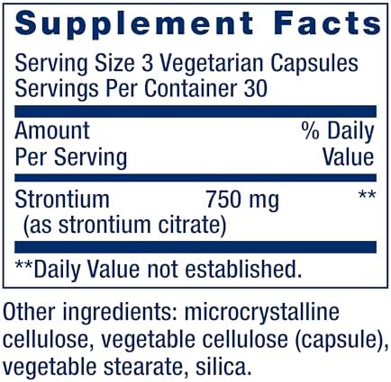 Life Extension Strontium Caps, Trace Mineral for Advanced Bone Health Support, Gluten Free, Non-GMO, Vegetarian, 90 Capsules