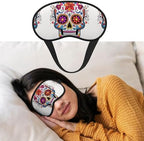 Sugar Skull Eye Mask for Sleeping Soft Satin Sleep Shade Cover Blindfold with Elastic Strap Travel Nap Blackout Eye Shade Cover for Women Men