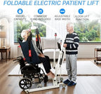 Electric Patient Lift, Foldable Patient Lift for Home Use, Portable Electric Patient Transfer Lift, 500lbs Electric Body Transfer Lift w/Commode Sling, Installation Free,Emergency Stop