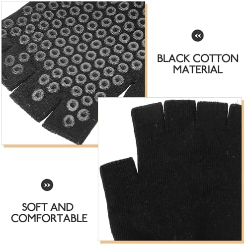 Healifty Yoga Gloves for Women, Fingerless Anti-Slip Workout Gloves with Sweat Absorption, Breathable Fitness Hand Protector for Pilates and Outdoor Sports, 1 Pair Black