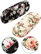Weewooday 2 pcs hard shell glasses case Flower Glasses for Women Floral Retro Portable Eyeglass Box