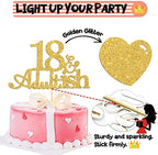 Gold Glitter 18 and Adultish Cake Topper for Eighteen Birthday Party, Time To Adult Cake Decorations, 18th Birthday Party Decorations for Girls Boys