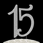 Deluxe Quinceanera 15 numbers cake topper in rhinestone crystals birthday anniversary diamante bling