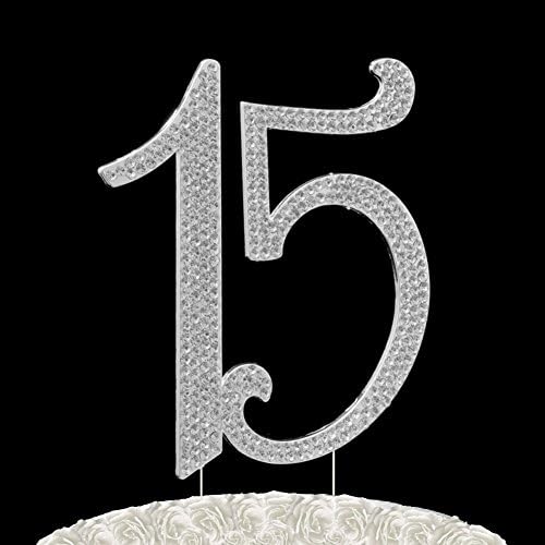 Deluxe Quinceanera 15 numbers cake topper in rhinestone crystals birthday anniversary diamante bling
