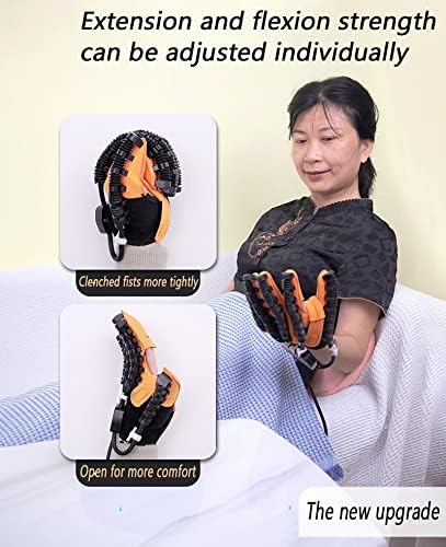 Self-Training Rehabilitation Robot Gloves, Finger Exercises and Rehabilitation Orthosis Splint Auxiliary Gloves, Minimize Spasticity(Size:M Code,Color:Both Hand)