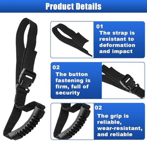 Car Grab Handle, Adjustable Standing Aid Safety Handle, Portable Vehicle Nylon Grip Handle for Elderly Disabled, Vehicle Support Grab Bar Mobility Assist Device for Car Truck Van (Black, 2PCS)