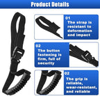 Car Grab Handle, Adjustable Standing Aid Safety Handle, Portable Vehicle Nylon Grip Handle for Elderly Disabled, Vehicle Support Grab Bar Mobility Assist Device for Car Truck Van (Black, 2PCS)
