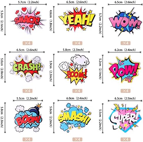 36 PCS Super Hero Boom Cupcake Toppers Smash Crash Pow Cupcake Picks for Celebrating Hero Theme Baby Shower Kids Birthday Party Cake Decorations Supplies