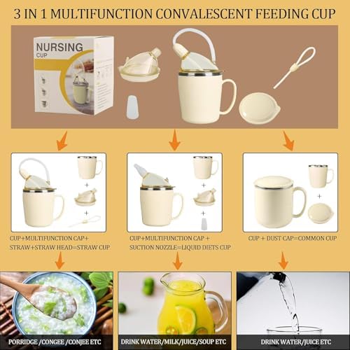 KIKIGOAL Convalescent Feeding Cup, Drinking Cup with Straw for Disabled Patient Maternity Drink Water Porridge Soup, Drinking Aids