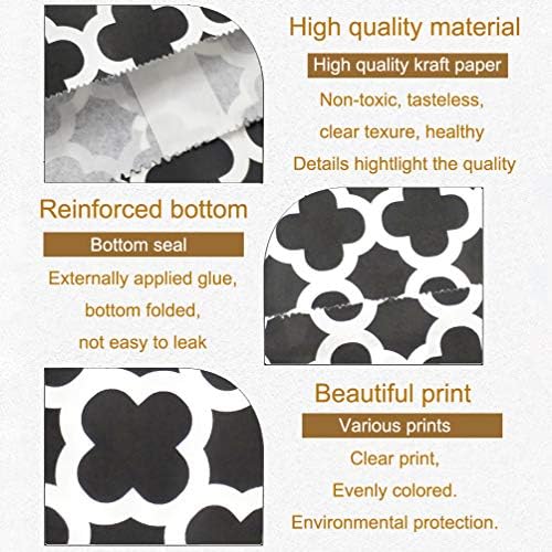 KEYYOOMY 200 Pcs Black Candy Buffet Bags - Small Polka Dot Paper Treat Bags for Wedding & Birthday Party (5 x 7 inch)