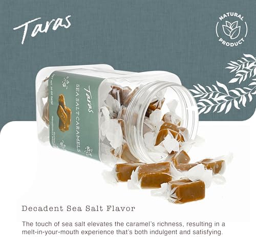 Taras Gourmet Sea Salt Caramels | All Natural Candy | Creamy & Individually Wrapped with Real Butter (20 oz)