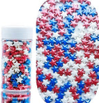 SE Si&Moos Edible Patriotic Stars for Cake Decorating Red White and Blue Sprinkles Fourth of July Cake Decorations Star Cupcake Decorations Shower Party Holiday Supplies 3 OZ