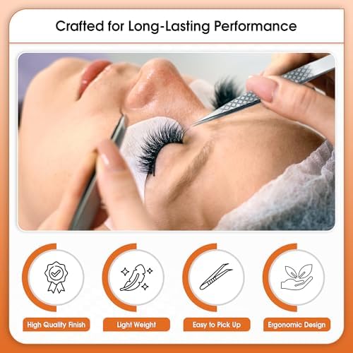 Glory Tweezers For Isolation Eyelash Extensions, Straight Pointed Fiber Tips Tweezer, Multi Purposes Stainless Steel Tweezer Straight Isolation Tweezers for Eyelash Extensions, Nail Art