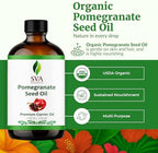 SVA Pomegranate Seed Organic - 4 Fl Oz – 100% Natural Cold Pressed Organic Pomegranate Oil - for Face, Skin Care, Hair Care, Scalp Massage & Body Massage – Carrier Oil with Dropper