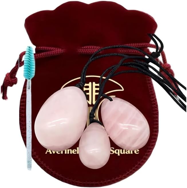 jkahh 3PC Jade Stone Yoni Egg Set Natural Rose Quartz Vaginal Massage Eggs Ball Repair Vaginal Tightening Kegel Muscle Exercise Care,Type 12