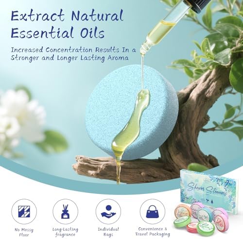 Shower Steamers Aromatherapy 8 Pack - Gifts for Women, Shower Bombs with Essential Oils, Self Care and Stress Relief Stocking Stuffers, Relaxation Birthday Gifts for Women and Men