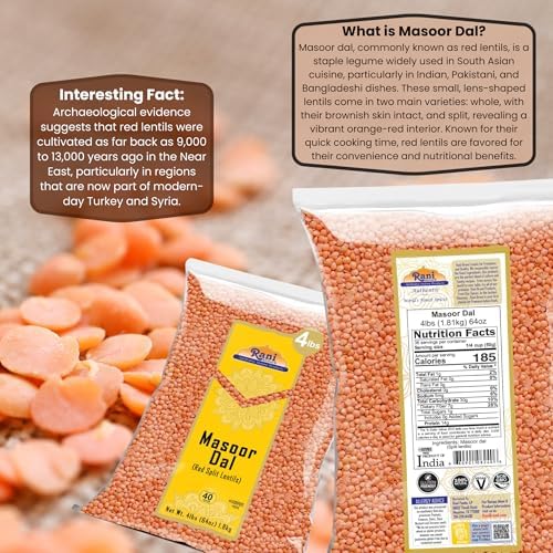 Rani Masoor Dal (Indian Red Lentils) Split Gram, 64oz (4lbs) 1.81kg Bulk ~ All Natural | Gluten Friendly | NON-GMO | Kosher | Vegan | Indian Origin