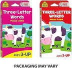 School Zone Three-Letter Words Puzzle Cards: 56 Flash Cards, Toddler, Preschool, Kindergarten, Letter Recognition, Spell Words, Spelling, Word-Picture Recognition, Ages 3+, Packaging May Vary