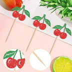 24 PCS Cherry Cupcake Toppers Red Glitter Fruit Theme Sweet Cherry Cupcake Picks for Cherry Theme Baby Shower Kids Birthday Party Cake Decorations Supplies