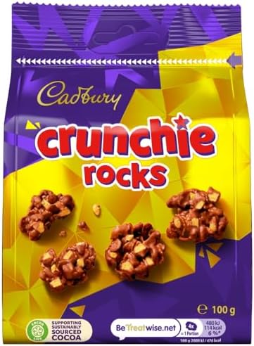 Cadbury Milk Chocolate Crunchie Rocks with Honeycomb, Sharing Bag, Bite Size Treats, 100 g (Pack of 1)