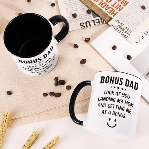 LEJIAJINW Bonus Dad Gifts Men Fathers Day Daddy Grandpa Papa Husband Father Stepdad Father in Law, Dad Birthday Gift, from Daughter Son Kids, Funny Dad's Ceramic Cup for Him