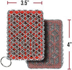 Knapp Made Combo Chainmail Cast Iron Scrubber with Silicone Core - Heavy Duty Rings and Fine Chainmail Rings -Premium Cast Iron Cleaner Chainmail Scrubber -Perfect for Cast Iron Cookware,Skillet,Woks