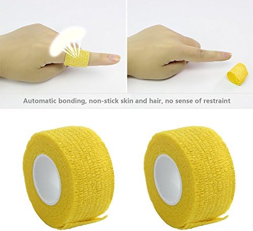 Self Adherent Wrap Tape Medical Cohesive Bandages Flexible Stretch Athletic Strong Elastic First Aid Tape for Sports Sprain Swelling and Soreness on Wrist and Ankle 12 Pack 1Inch X 5Yards(Yellow)