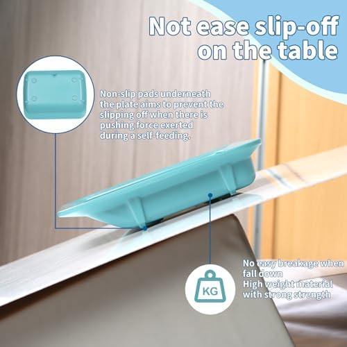 Adaptive Utensils Scoop Weighted Plate,2 Section Divided Spill-proof Plates with Extra Wall for Elderly,Non-slip Disabled Products for Handicapped to Self-feeding-Pack of 1