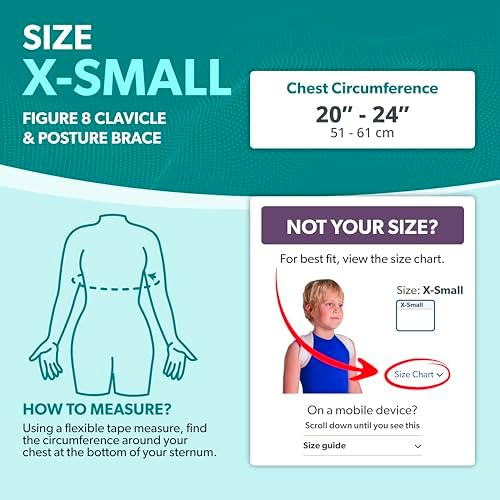 BraceAbility Pediatric Clavicle Support Brace - Figure 8 Upper Back Brace Posture Corrector for Kids, Shoulder Straightener, Kyphosis Relief, Youth Sling for Injuries and Fractures (Extra Small)