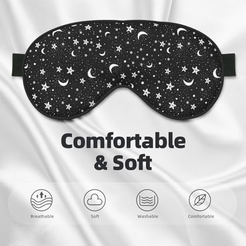 Purple Black Star Pagan Outer Space Galaxy Constellation Double-Sided Silk Sleep Eye Mask for Unisex Men Women, Comfortable Super Soft Eye Mask with Adjustable Strap£¬Light Blocking Night Blindfold