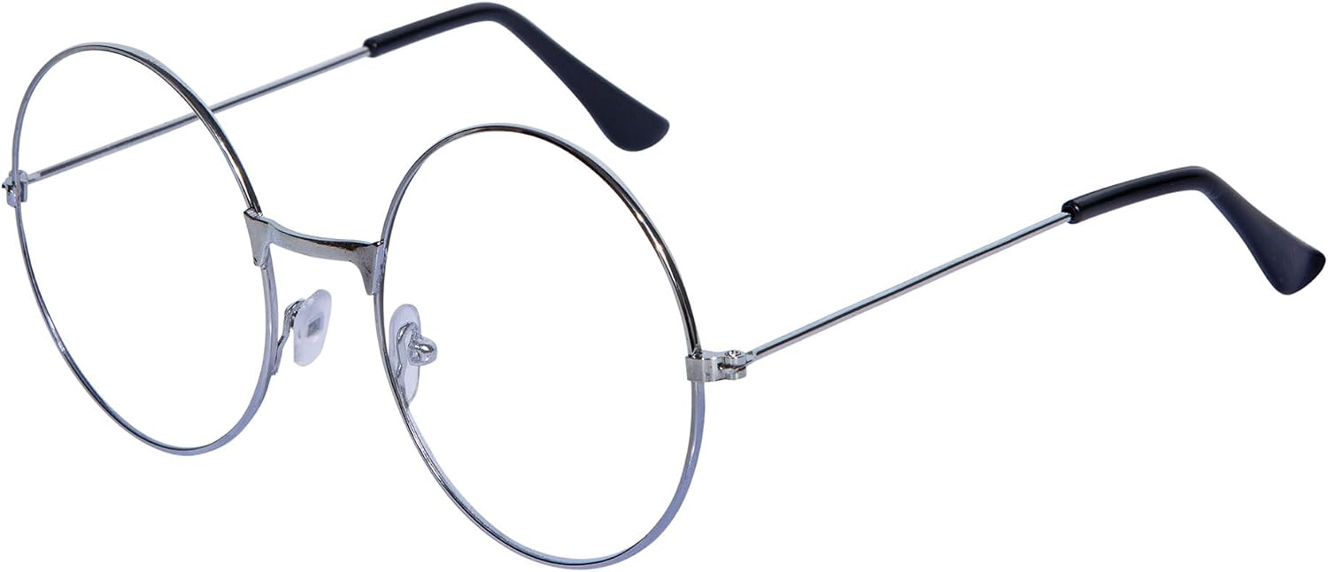 ALVOGIMOR Retro Round Eyeglasses Clear Lens Metal Frame Glasses For Men Women Party Costume Accessories