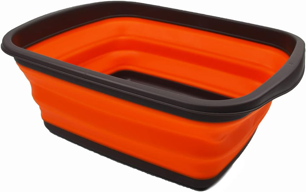 SAMMART 10L (2.6 Gallons) Collapsible Tub - Foldable Dish Tub - Portable Washing Basin - Space Saving Plastic Washtub (Brown/Orange, 1)