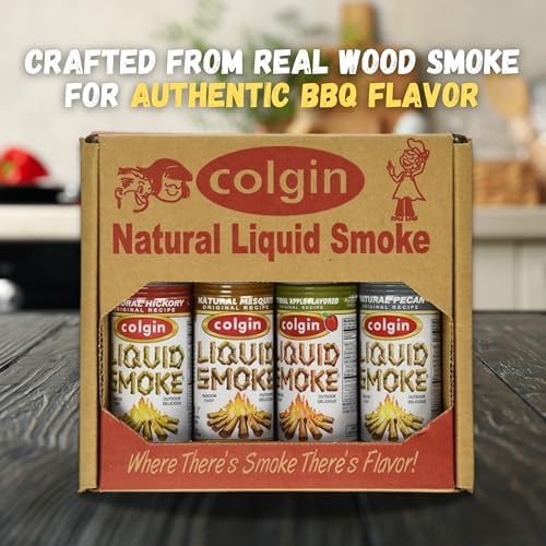 Colgin Liquid Smoke Bundle – Hickory, Mesquite, Apple, & Pecan Flavors (4 oz each) for Home Cooks and BBQ Enthusiasts | Assorted Organic Liquid Smoke for Cooking, Grilling, & Marinades (4 pack)
